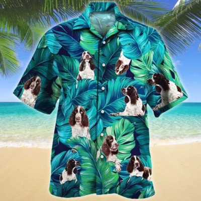 Bobsgardens English Springer Spaniel Dog 3D HAWAII SHIRT US Size All Over Print-image