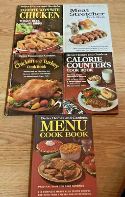 Vintage Set of Five Better Homes & Gardens Cookbooks Throwback Dinner Holidays-image