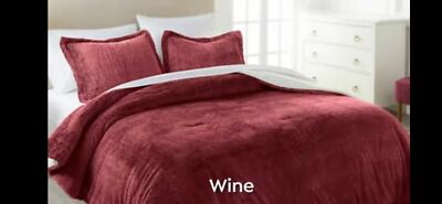 Warm & Cozy Faux Fur Reversible 3 piece Comforter Set, Wine, King-image