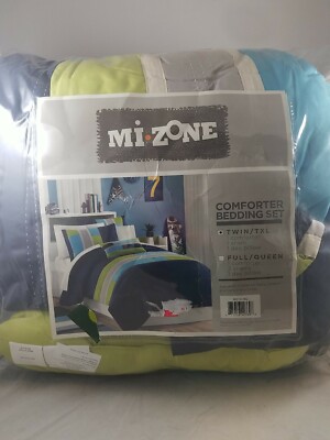 Mi Zone Cozy Comforter Set  Stripes All Season Bedding Extra large Twin ,Navy..-image