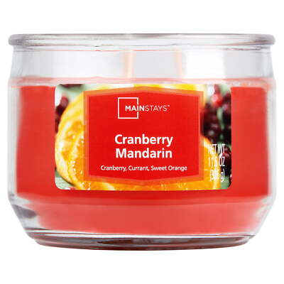 Mainstays Cranberry Mandarin Scented 3-Wick Glass Jar Candle, 11.5 oz.-image