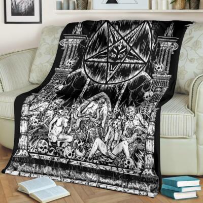 Skull Satanic Pentagram Demon Lust Shrine Blanket-image