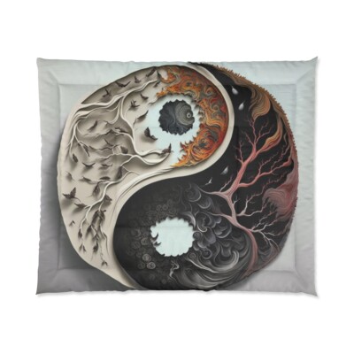 King Size Comforter Yin Yang Balance Meditation Mandala Zen Art Harmony-image