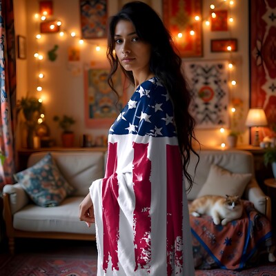  Duotone Patriotic US Flag Cozy Comfort Velveteen Plush Blanket-image