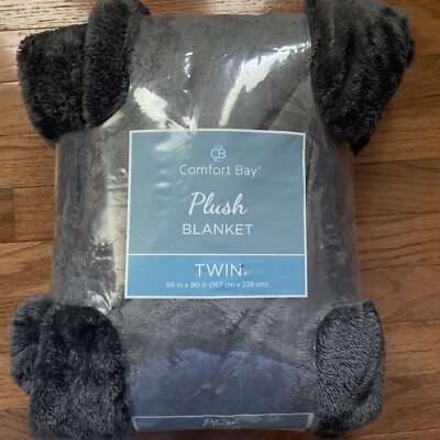 Comfort Bay Plush Blanket Twin Gray Throw Super Soft Warm Cozy 66