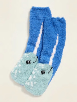 Narwhal Whale Cozy Socks - Old Navy Women's - Fluffy Fuzzy soft - New - Narwal-image