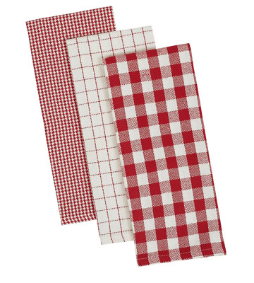 100% cotton Holiday checks heavy weight dish towels set of 3 18