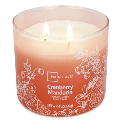 Mainstays 3-Wick Ombre Wrap Cranberry Mandarin Candle, 14-Ounce-image
