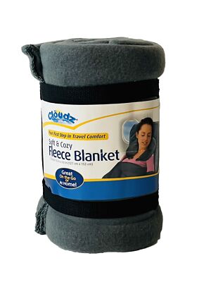 Cloudz Fleece Travel Blanket Gray 50”x60” Soft & Cozy 100% Polyester NWT-image