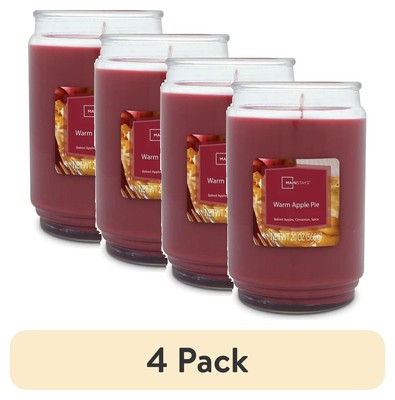 (4 pack)Mainstays Warm Apple Pie Scented Single-Wick Large Glass Jar Candle,20oz-image