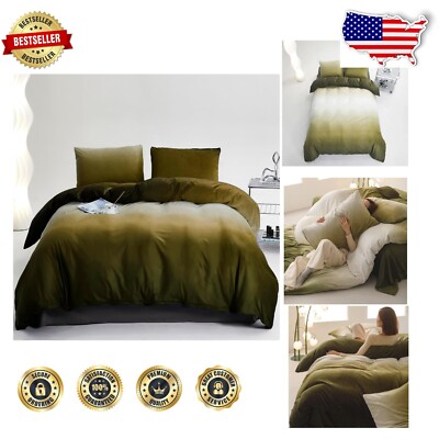 Soft Flannel Green Gradient Twin Comforter Set - 3 Pieces for -Round Comfort-image