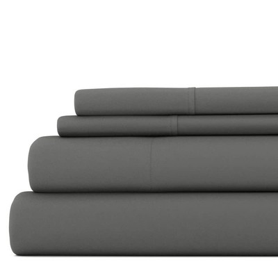 Becky Cameron 4-Piece Gray Solid Microfiber King Sheet Set-image