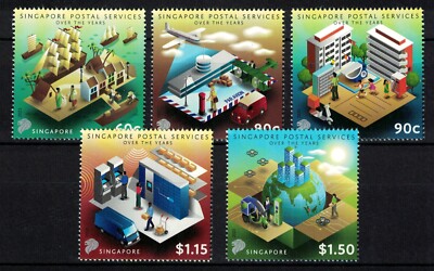 SINGAPORE 2023 POSTAL SERVICES OVER THE YEARS COMP. SET OF 5 STAMPS IN MINT MNH-image