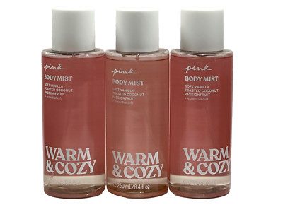 NEW 3 VICTORIA'S SECRET PINK WARM & COZY WOMEN FRAGRANCE MIST BODY SPRAY 8.4 OZ-image