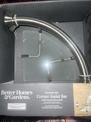 Better Homes & Gardens CORNER ASSIST BAR w/Frosted Glass Shelf~New in Box-image
