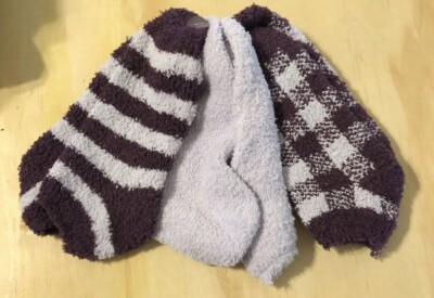 Secret Treasures Cozy Fuzzy Socks Size 4-10 Purple Set of 3-image