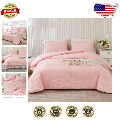 Luxurious Blush Pink Comforter Set - 104x96 California King with 2 Pillowcases-image