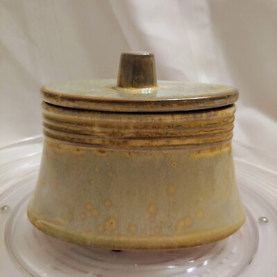 Pier 1 Imports Sage Green Clay Pottery Trinket Box Covered Dish-image