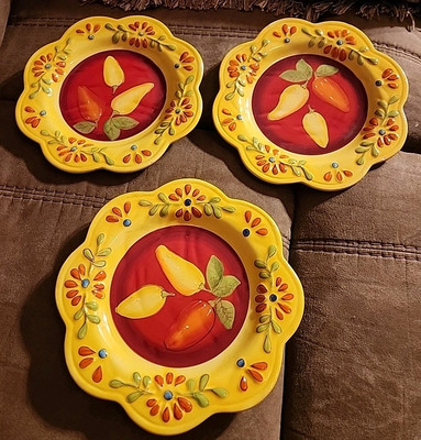 Set Of 3 Pier 1 Imports Hand Painted 8.5