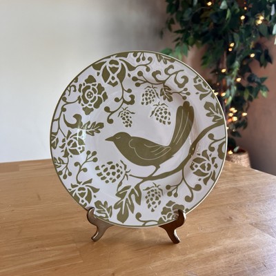 Pier 1 Imports Springtime Green Bird Stoneware 8” Luncheon Salad Dessert Plate-image
