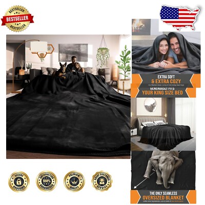 World's Biggest 120x120 Black Fleece Blanket - Perfect for Sharing & Snuggling-image