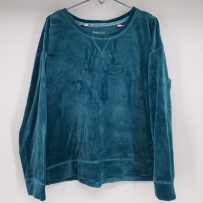 Muk Luks Super Soft Cozy Casual Velvet Velour Teal Sweatshirt Size PXL-image