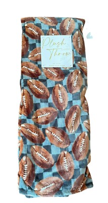 Bless Your Home Checkered FOOTBALL 50x70 Plush Throw Blanket NEW-image