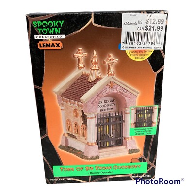 2002 Lemax Halloween Village Spooky Town Tomb of Sir Edgar Goodbody No 24766A-image