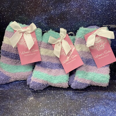 3 X Snuggle Feet Womens Multicolor Soft Cozy & Warm Fuzzy Socks - Size 5/9-image