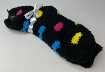 2 Pair NWT Cozy Socks Women's One Size Black with Dots So Soft-image