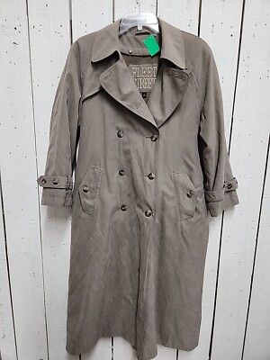 Vintage Fleet Street Tan All Weather Removable Lining Trench Coat Size 8P CR2 -image