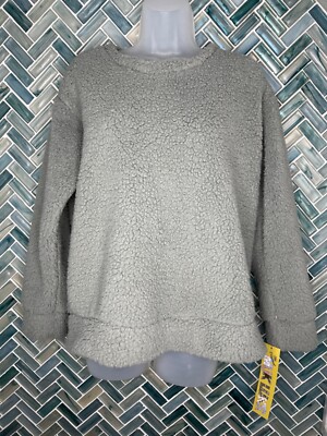 NEW WOMENS MUKLUKS SOFT SAGE GREEN SHERPA PULLOVER WARM COZY SWEATSHIRT XS-image