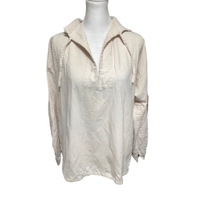Handmade Beige Long Sleeve Pullover Top - Casual, Artisan, Cozy-image