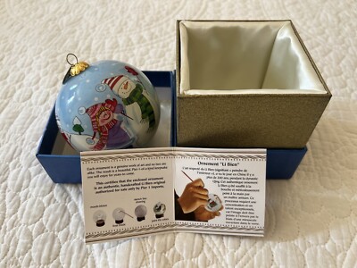 Pier 1 Imports Li Bien Glass Christmas Tree Ornament Snowman Friend 2015 Holiday-image