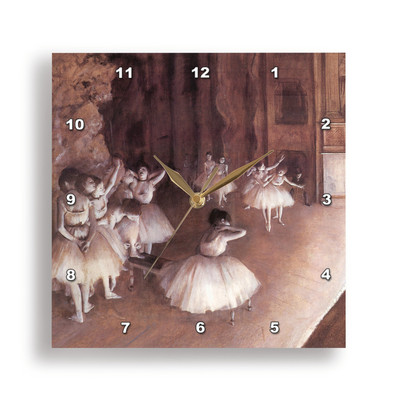 3dRose, Ballet Rehearsal on the Stage by Edgar Degas, Wall Clock-image