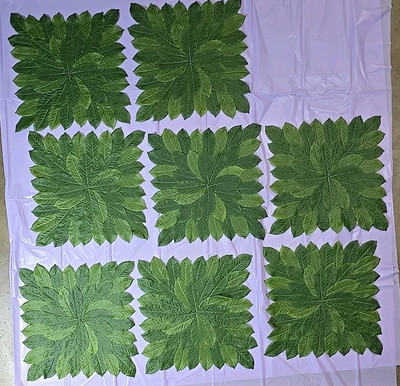 8 Pier 1 Imports Napperon Green Leaf Placemats Fabric Backed-image