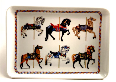 Carousel Horses Design Imports Melamine Set of 12 Small Trinket Dish Trays Italy-image