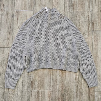 Madewell Sweater Women’s M Pointelle Mockneck Wool Boxy Grey Cozy Core Hygge NEW-image