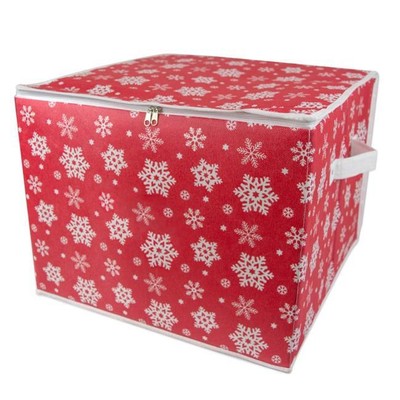 Design Imports CAMZ35750 Snowflake Print Ornament Storage - Large-image