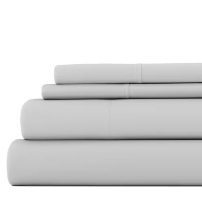 4-Piece Light Gray Solid Microfiber California King Sheet Set-image