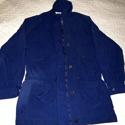 Vintage Nike Windbreaker Jacket Zip Button Up Women’s S 6-8 Blue Swoosh Lined-image