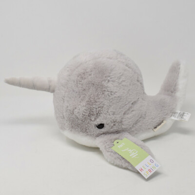 Pier 1 One Imports Narwhal Plush Niguel Soft Stuffed Animal Toy Grey 15