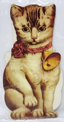 Cat Ornament MCM Treasure House Imports Gift Tags 1980 Turn of Century-image