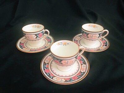 ANTIQUE ROYAL DOULTON E9576 ENGLAND 3 DEMITASSE C&S SETS C1901 A.EVERTS IMPORT-image