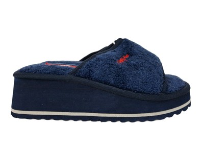 Mossimo Slippers Girls 13 Navy Blue Terry Slides Shoes Pool Bath Beach Cozy Y2K-image