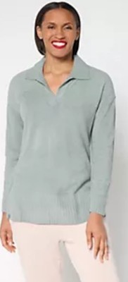 Barefoot dreams Cozy chic ultralight collared tunic with slits faded jade 1X-image