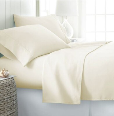 Becky Cameron Ultra Soft Deep Pocket Microfiber 4 Piece Bed Sheet Set Full Beige-image