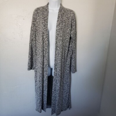 Bobeau Small Duster Cardigan Slit Sides Grey Space Dye Soft Comfy Fall Winter-image