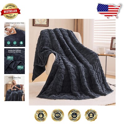 Soft and Cozy Dual-Sided Weighted Blanket 15 lbs for Adults - Dark Grey Elegance-image