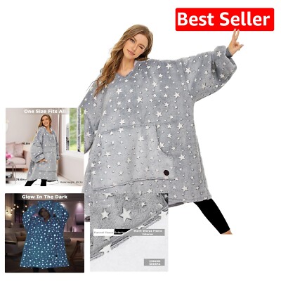 Soft and Fuzzy Wearable Blanket Hoodie with Kangaroo Pocket - Machine Washable-image
